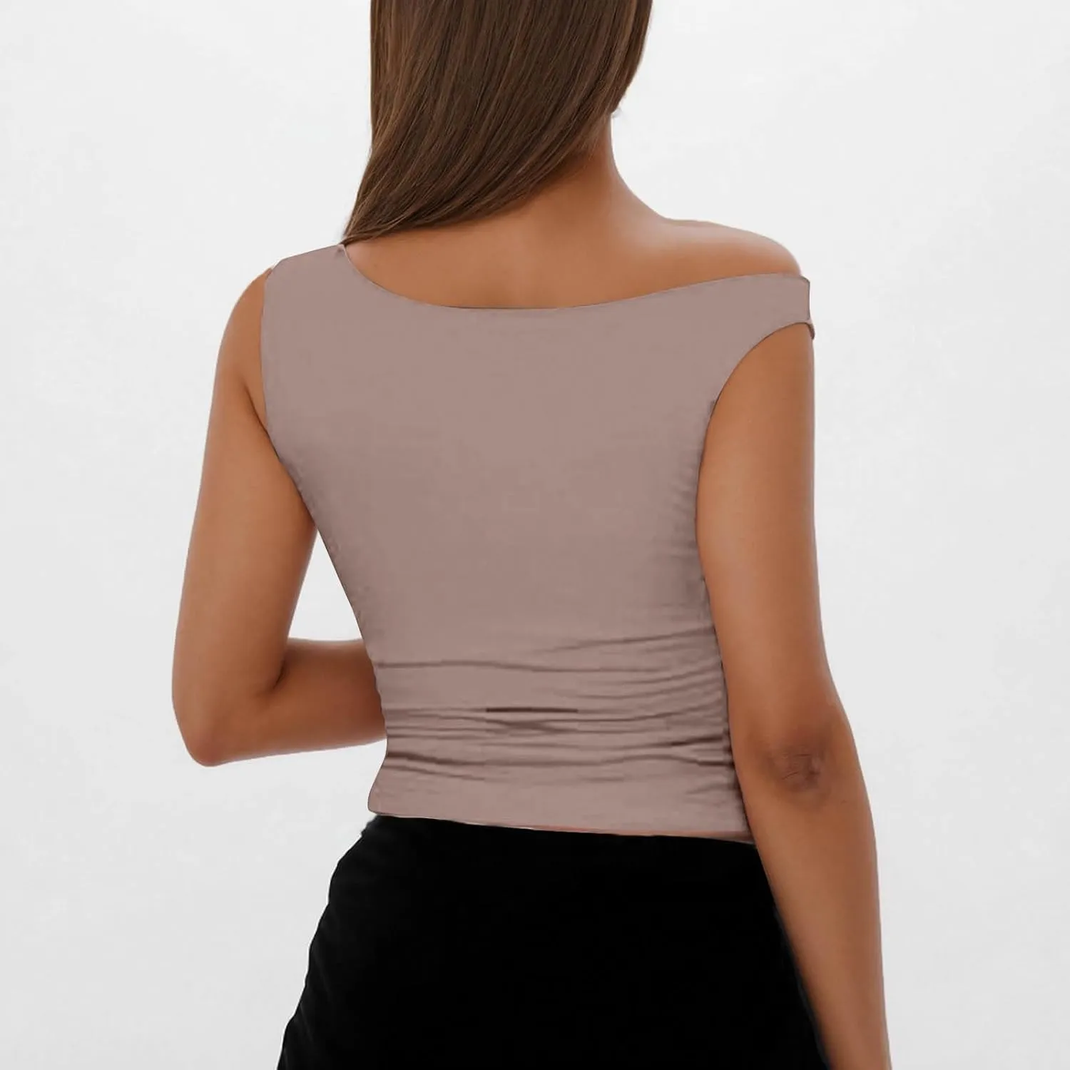 Womens Off Shoulder T-Shirts 2025 Spring Going Out Tank Tops Casual Fashion Summer Basic Sleeveless Blouse Clothes