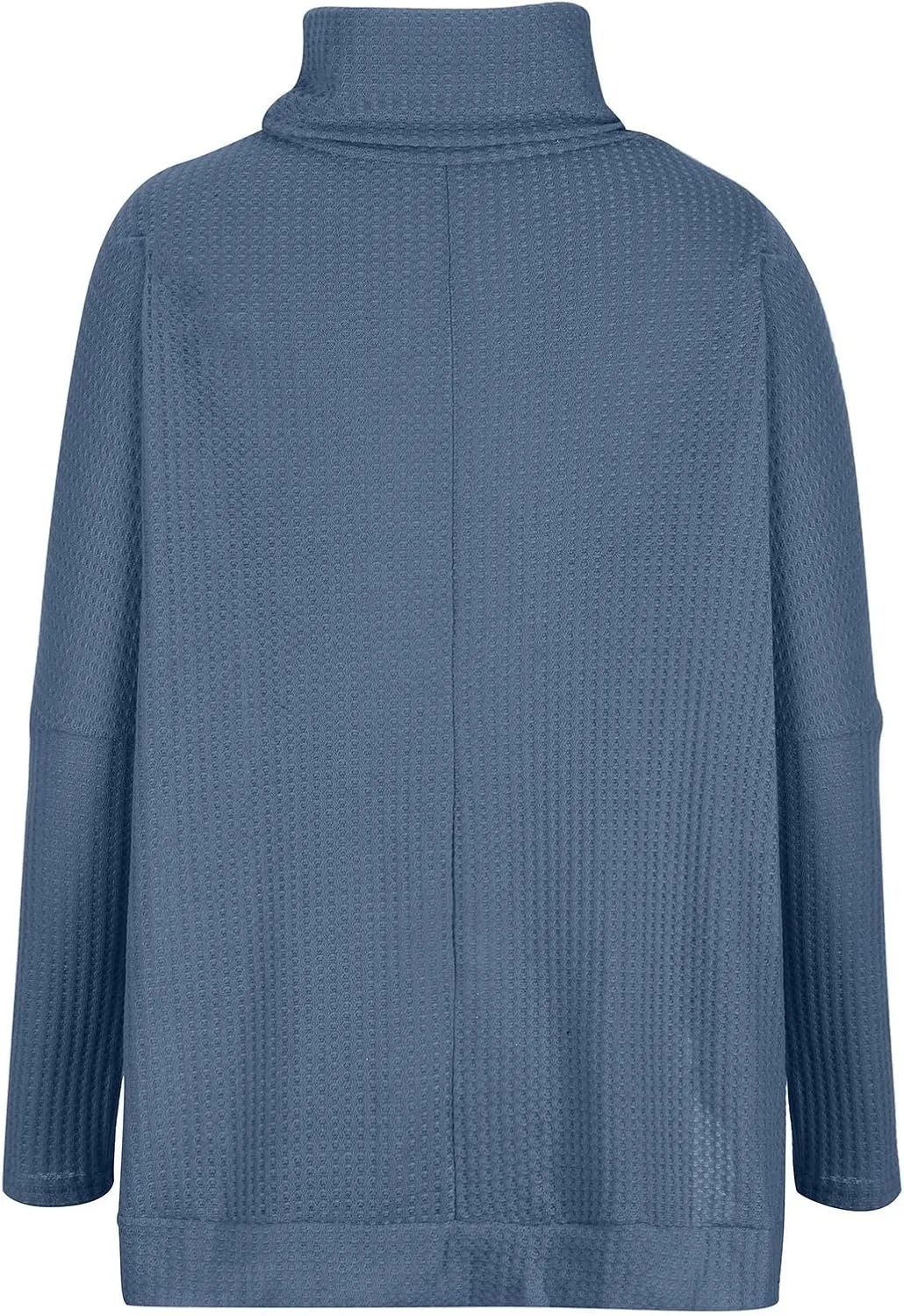 Women's Oversized Tops Waffle Knit Batwing Sleeve Turtleneck Sweater Shirts High Low Irregular Hem Side Slit Blouses