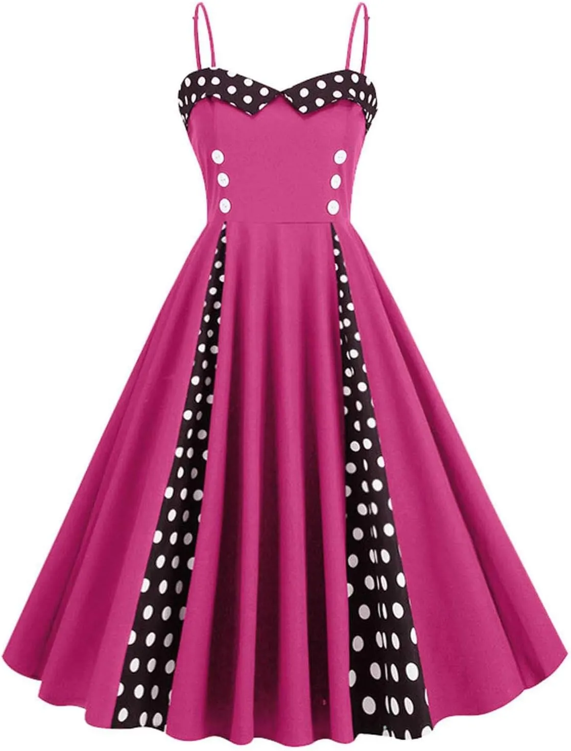 Womens Polka Dot Cocktail Party Swing Dress Audrey Hepburn Style Patchwork Summer Sundress Homecoming Dresses