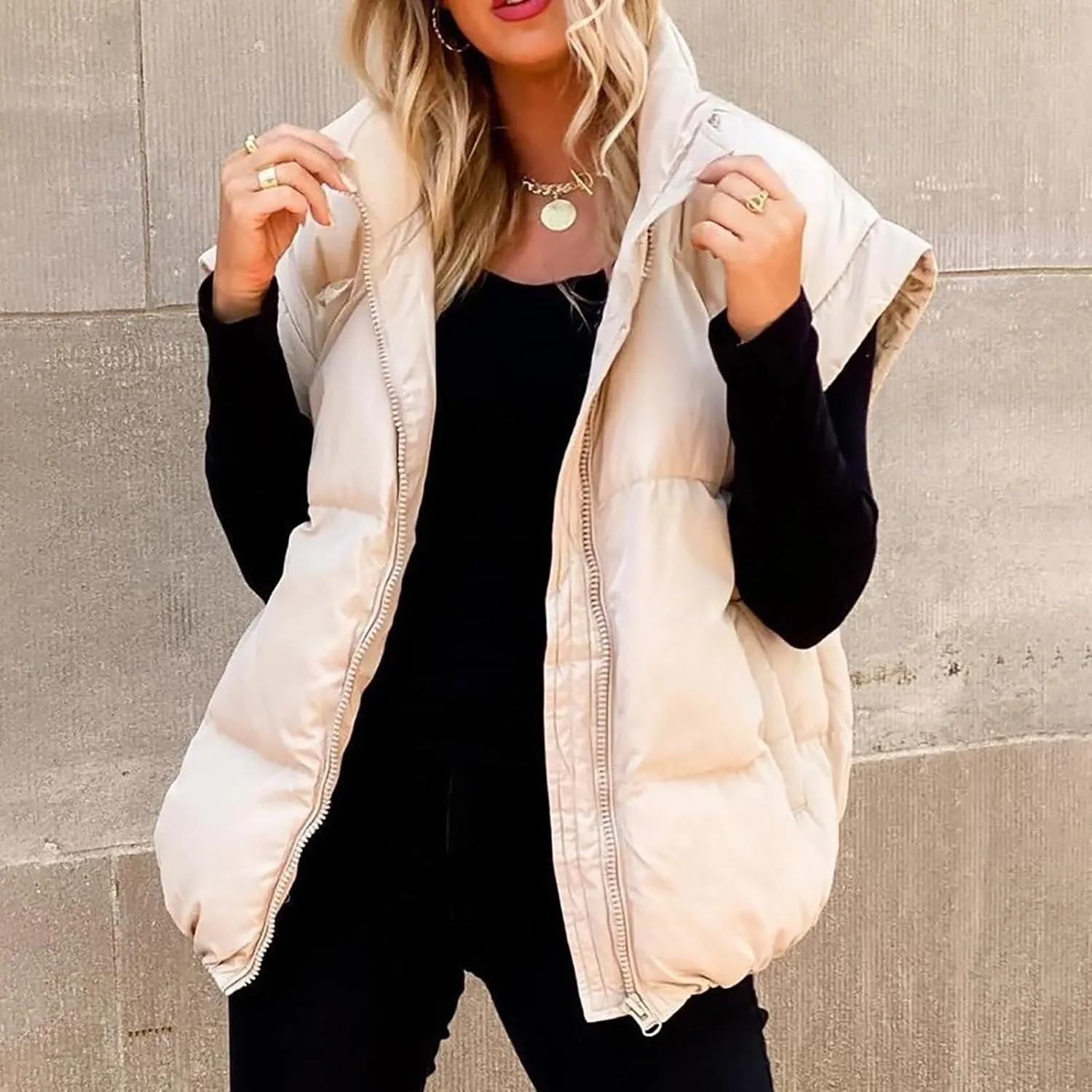 Womens Puffer Vest One Morality Warm V Neck Thin Down Vest Inside Hooded Puffer Vest Women'S Outerwear Vests Zip Up