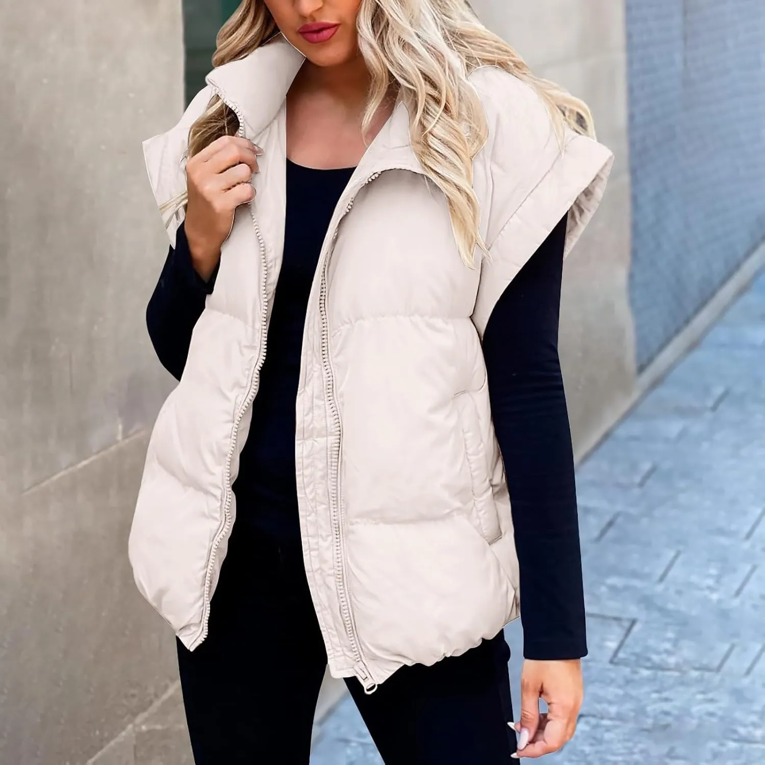 Womens Puffer Vest One Morality Warm V Neck Thin Down Vest Inside Hooded Puffer Vest Women'S Outerwear Vests Zip Up