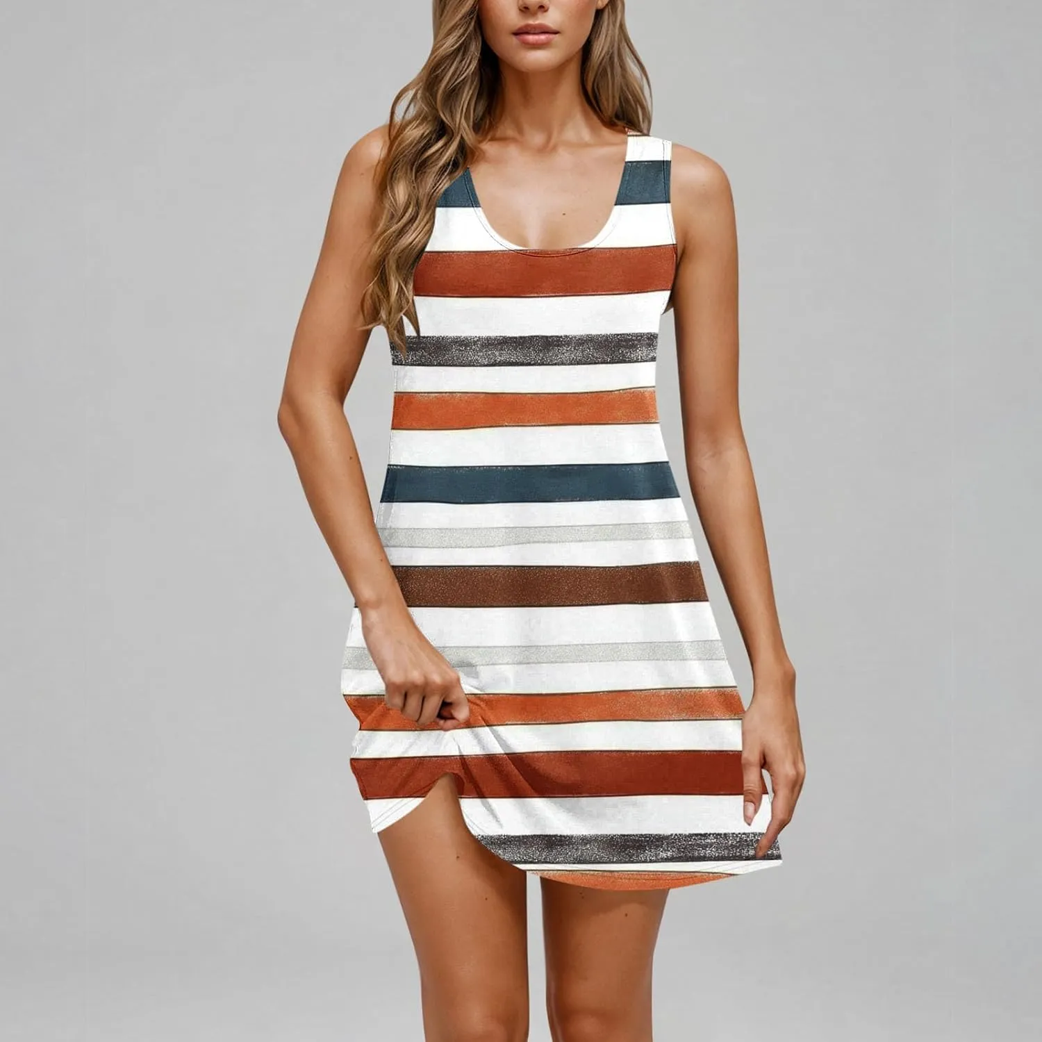 Womens Sleeveless Beach Dresses Loose Swimsuit Cover Ups Vacation Dresses Floral Flowy Mini Dress Trendy Dresses