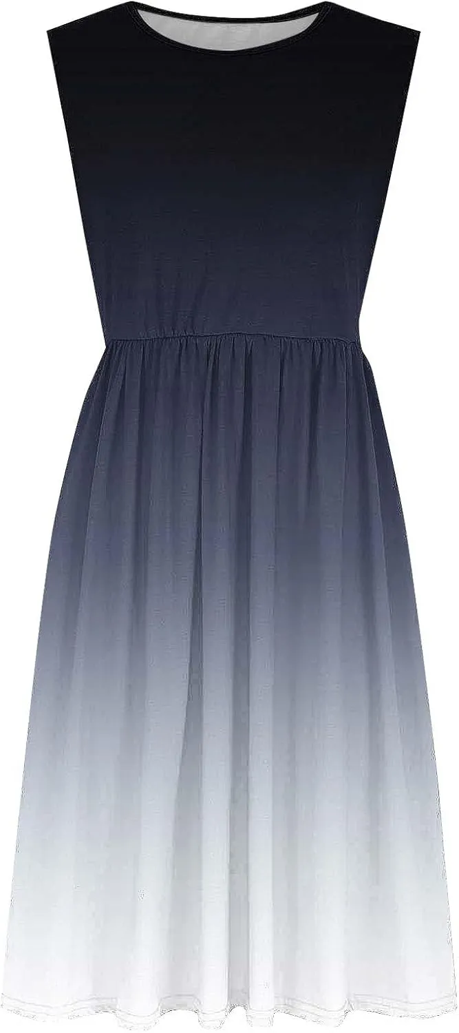 Womens Sleeveless Beach Dresses Trendy Swimsuit Cover Ups Vacation Dresses Flowy Mini Dress Swing Dresses