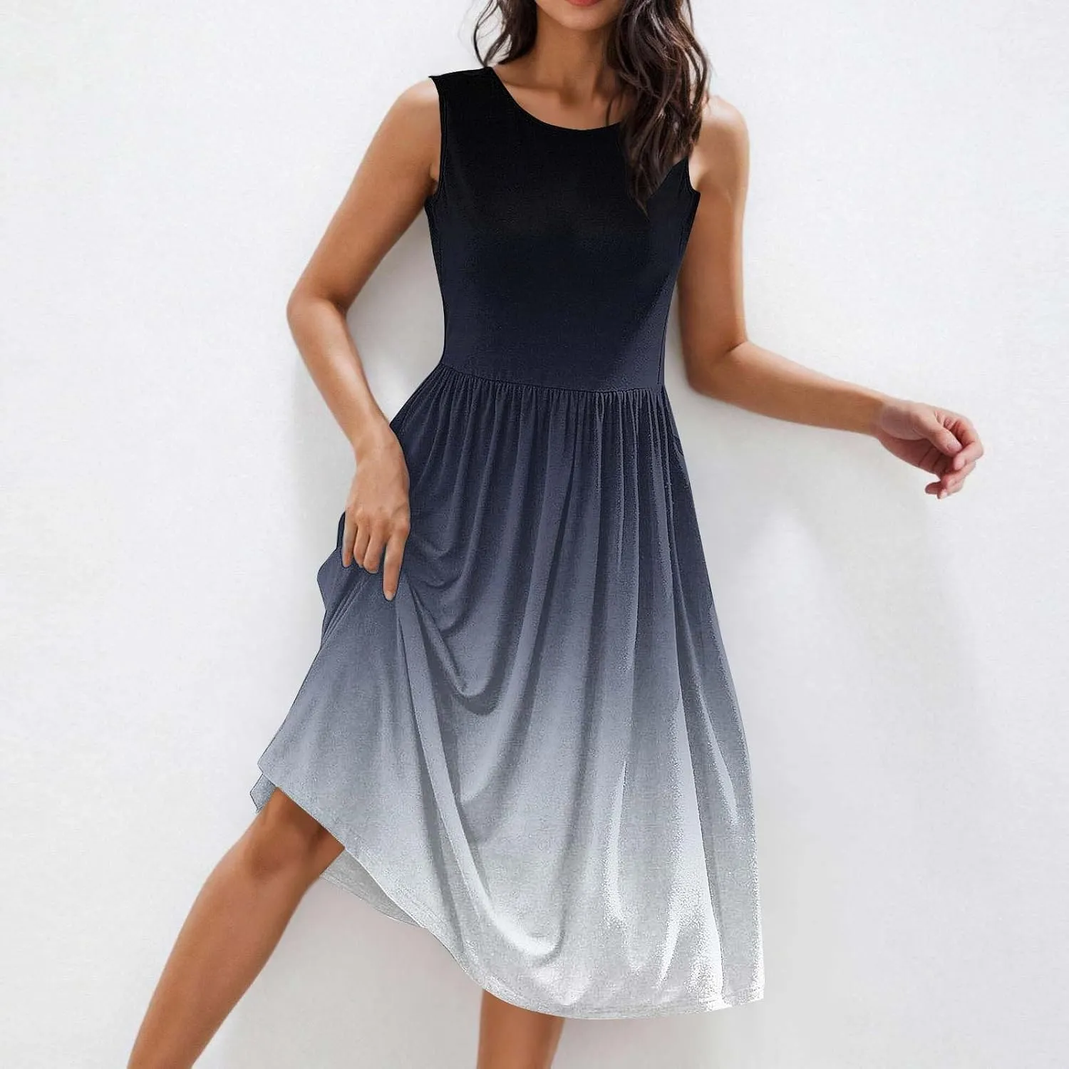 Womens Sleeveless Beach Dresses Trendy Swimsuit Cover Ups Vacation Dresses Flowy Mini Dress Swing Dresses