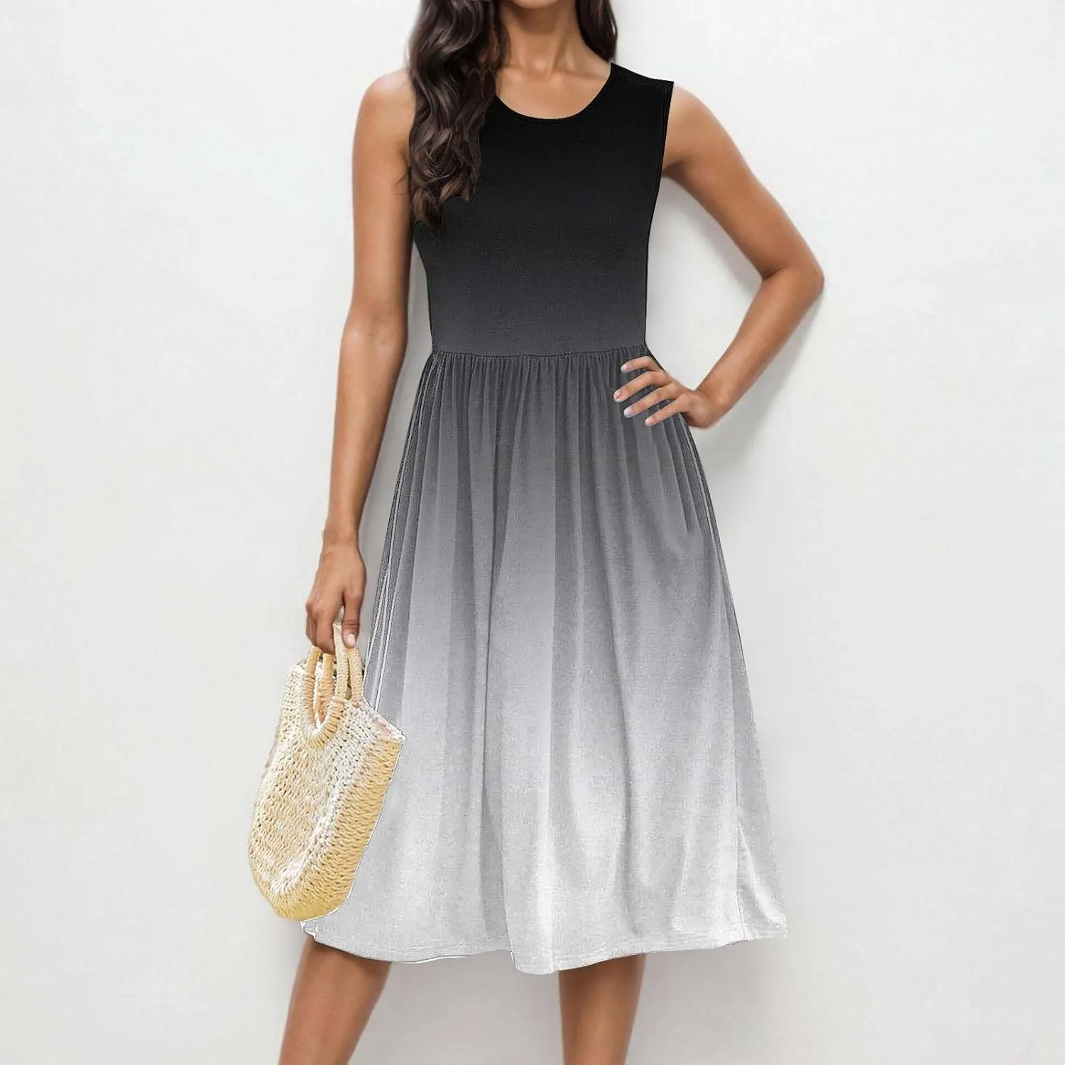 Womens Sleeveless Beach Dresses Trendy Swimsuit Cover Ups Vacation Dresses Flowy Mini Dress Swing Dresses