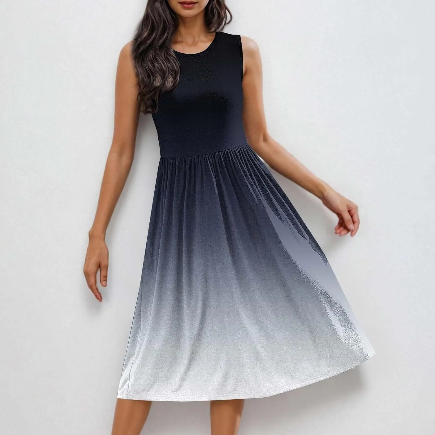 Womens Sleeveless Beach Dresses Trendy Swimsuit Cover Ups Vacation Dresses Flowy Mini Dress Swing Dresses