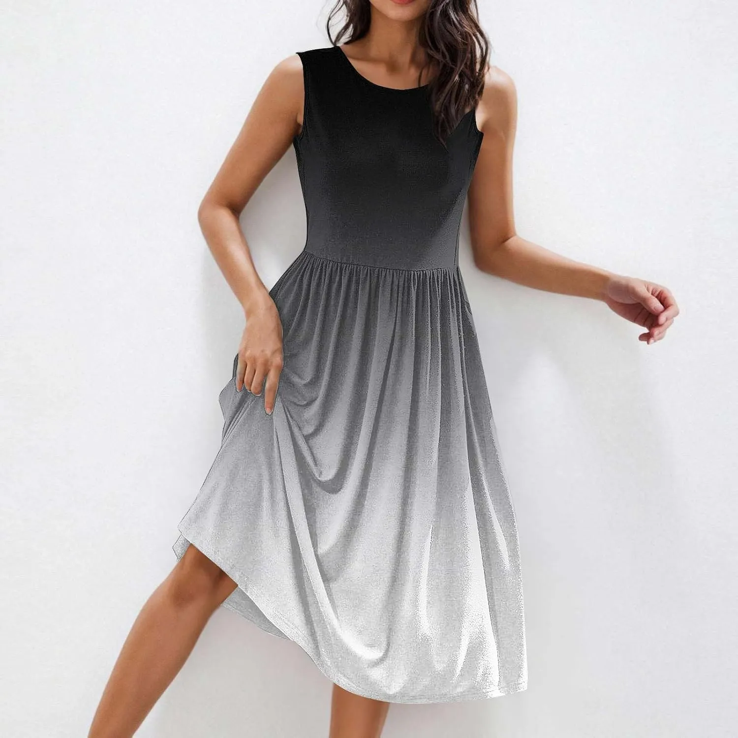 Womens Sleeveless Beach Dresses Trendy Swimsuit Cover Ups Vacation Dresses Flowy Mini Dress Swing Dresses