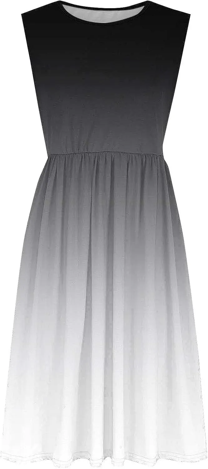 Womens Sleeveless Beach Dresses Trendy Swimsuit Cover Ups Vacation Dresses Flowy Mini Dress Swing Dresses