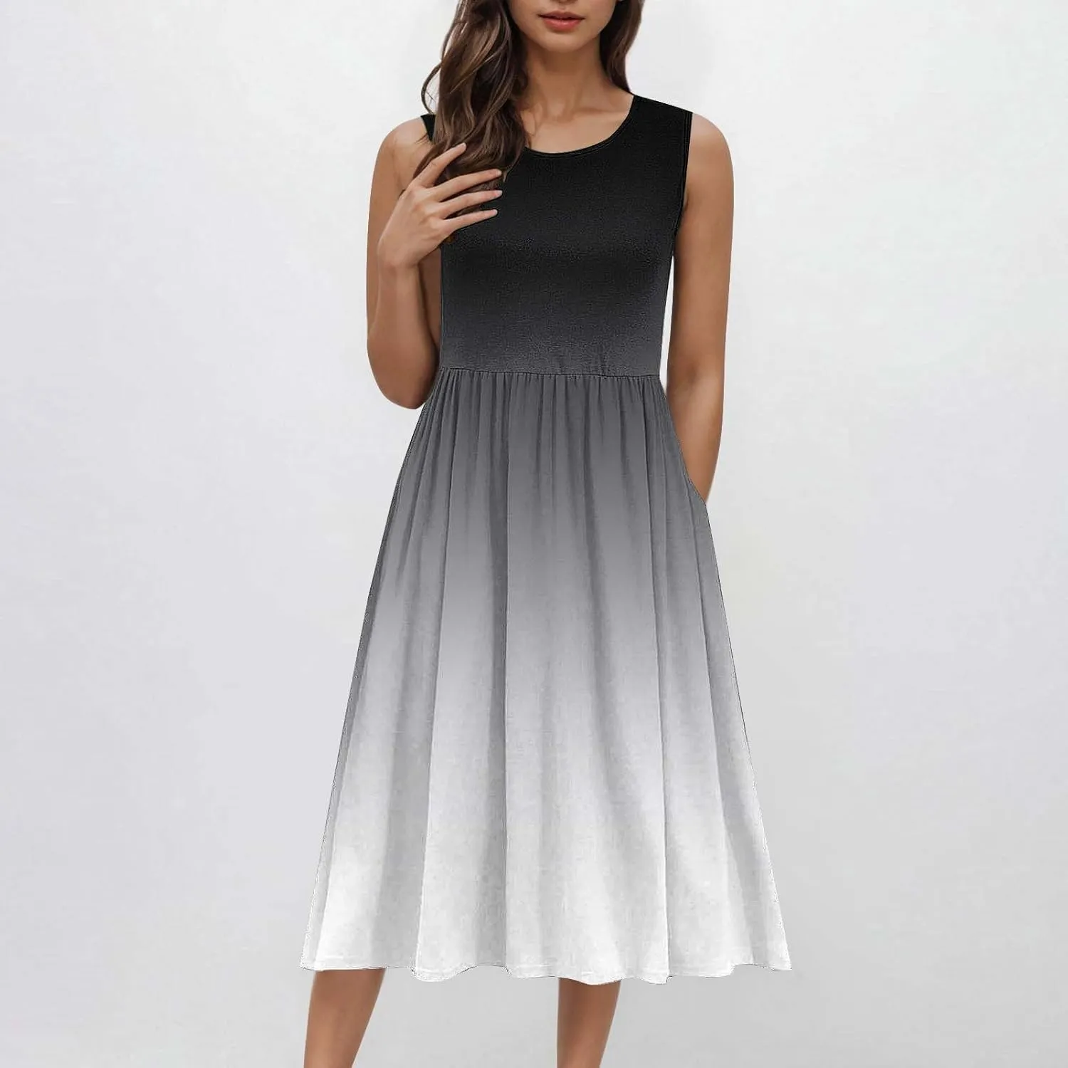 Womens Sleeveless Beach Dresses Trendy Swimsuit Cover Ups Vacation Dresses Flowy Mini Dress Swing Dresses