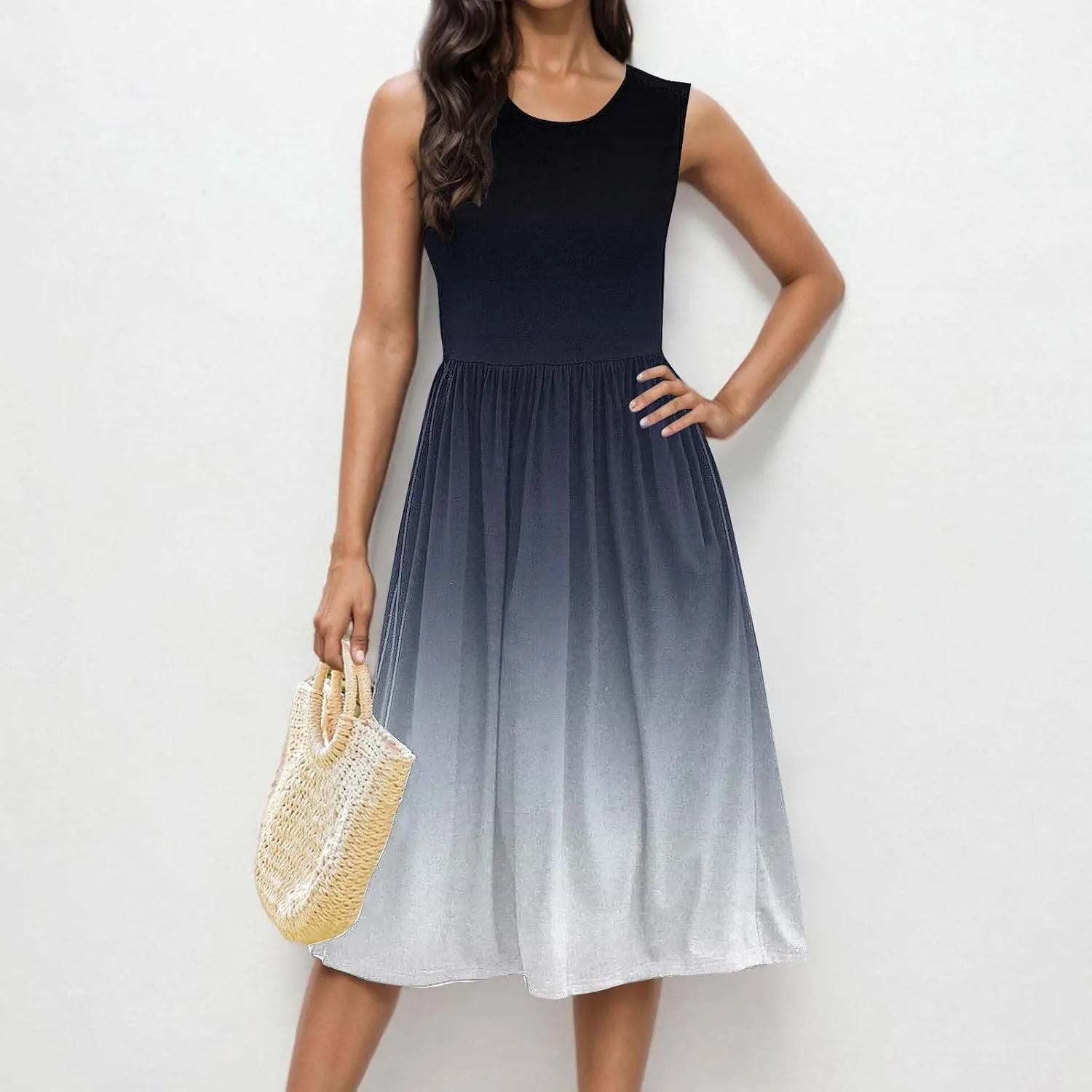 Womens Sleeveless Beach Dresses Trendy Swimsuit Cover Ups Vacation Dresses Flowy Mini Dress Swing Dresses