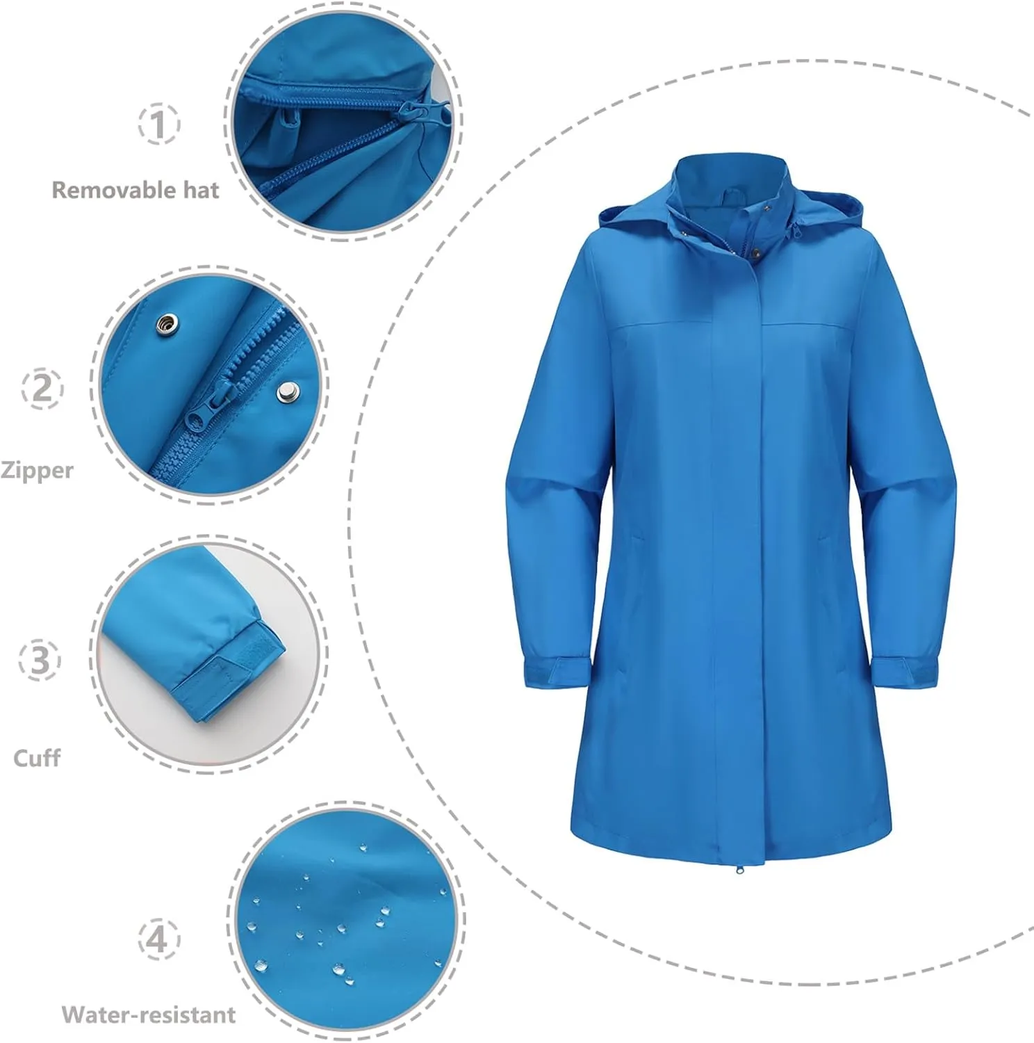Womens Solid Color Detachable Hat Windbreaker Women's Long Sleeved Thin Jacket Long Sleeved Hooded Casual Jacket