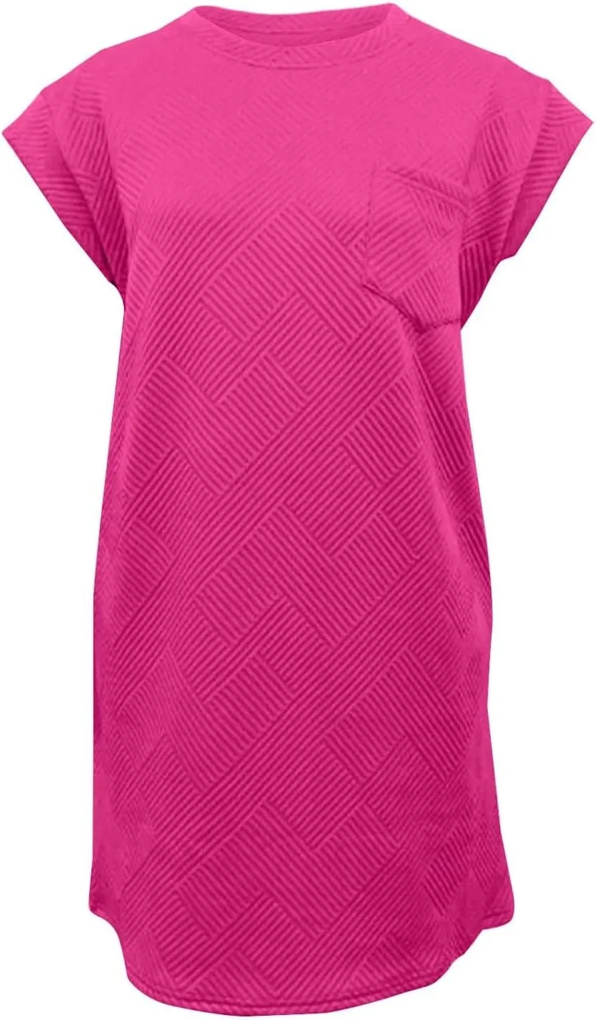 Women's Summer Casual Dresses O-Neck Short Sleeves Sundress with Pockets Tunic Shirt Spring Dresses for Women 2025
