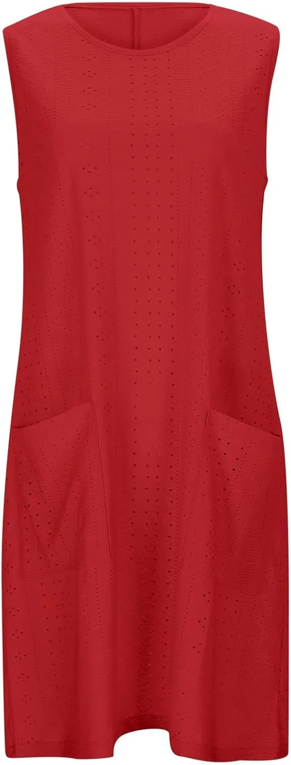 Womens Summer Dress Loose Tank Sundress Sleeveless Dresses Beach Sundress Casual Swing Sun Dress with Pocket 2025