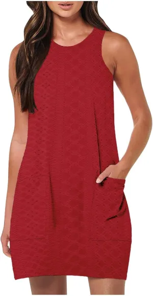 Womens Summer Dress Loose Tank Sundress Sleeveless Dresses Beach Sundress Casual Swing Sun Dress with Pocket 2025