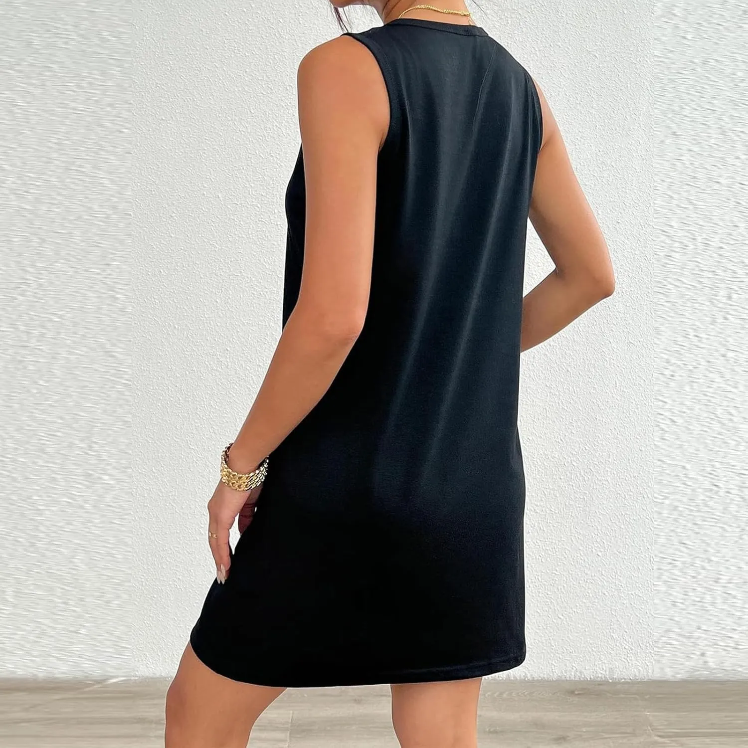 Womens Summer Dresses Casual Beach Sleeveless Dress Vacation Swing Sundresses Crew Neck Tank Dress with Pockets
