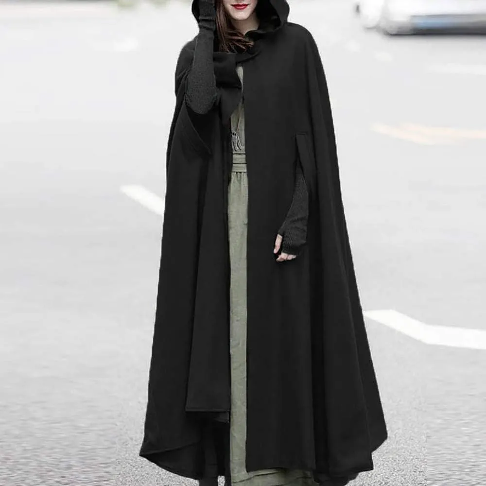 Women's Trendy Trench Coats Open Front Cardigan Jacket Coat Gothic Cape Cloak Plus Size Halloween Costumes for Women