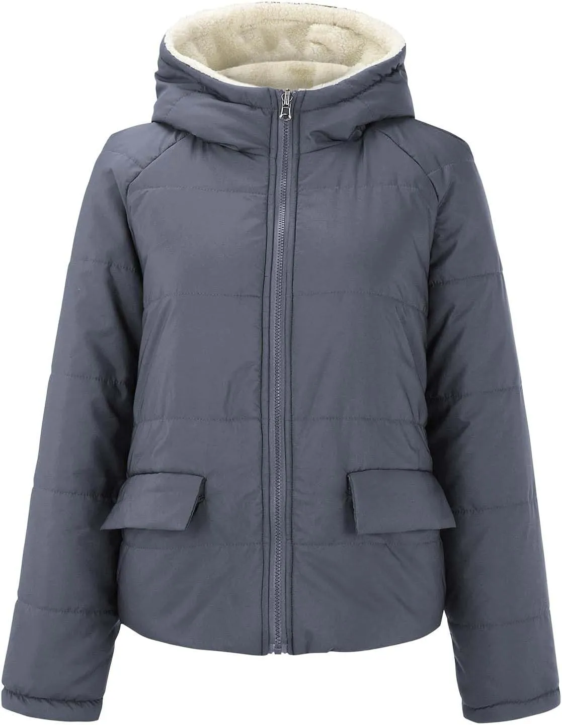 Womens Winter Coats Fleece Lined Thicken Puffer Jackets Sherpa Warm Waterproof Parka Outwear With Fur Hood
