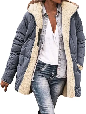 Womens Winter Coats Fleece Lined Thicken Puffer Jackets Sherpa Warm Waterproof Parka Outwear With Fur Hood