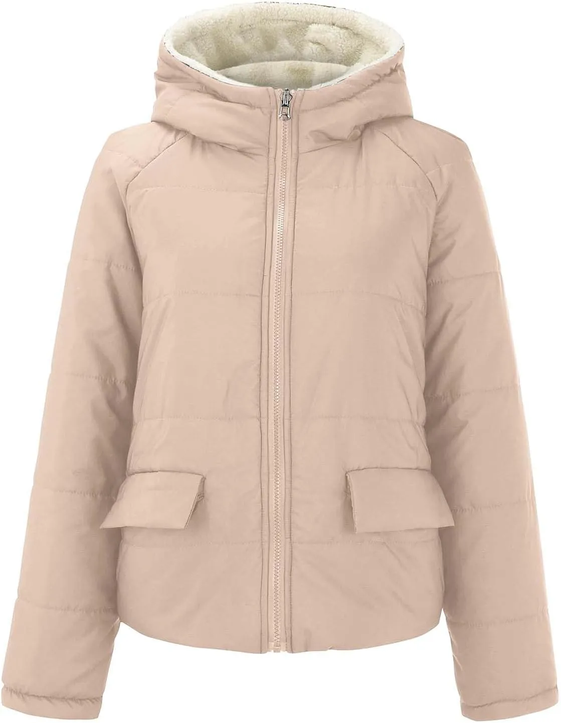 Womens Winter Coats Fleece Lined Thicken Puffer Jackets Sherpa Warm Waterproof Parka Outwear With Fur Hood