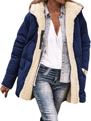 Womens Winter Coats Fleece Lined Thicken Puffer Jackets Sherpa Warm Waterproof Parka Outwear With Fur Hood