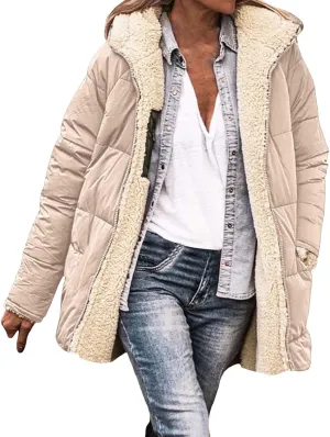 Womens Winter Coats Fleece Lined Thicken Puffer Jackets Sherpa Warm Waterproof Parka Outwear With Fur Hood