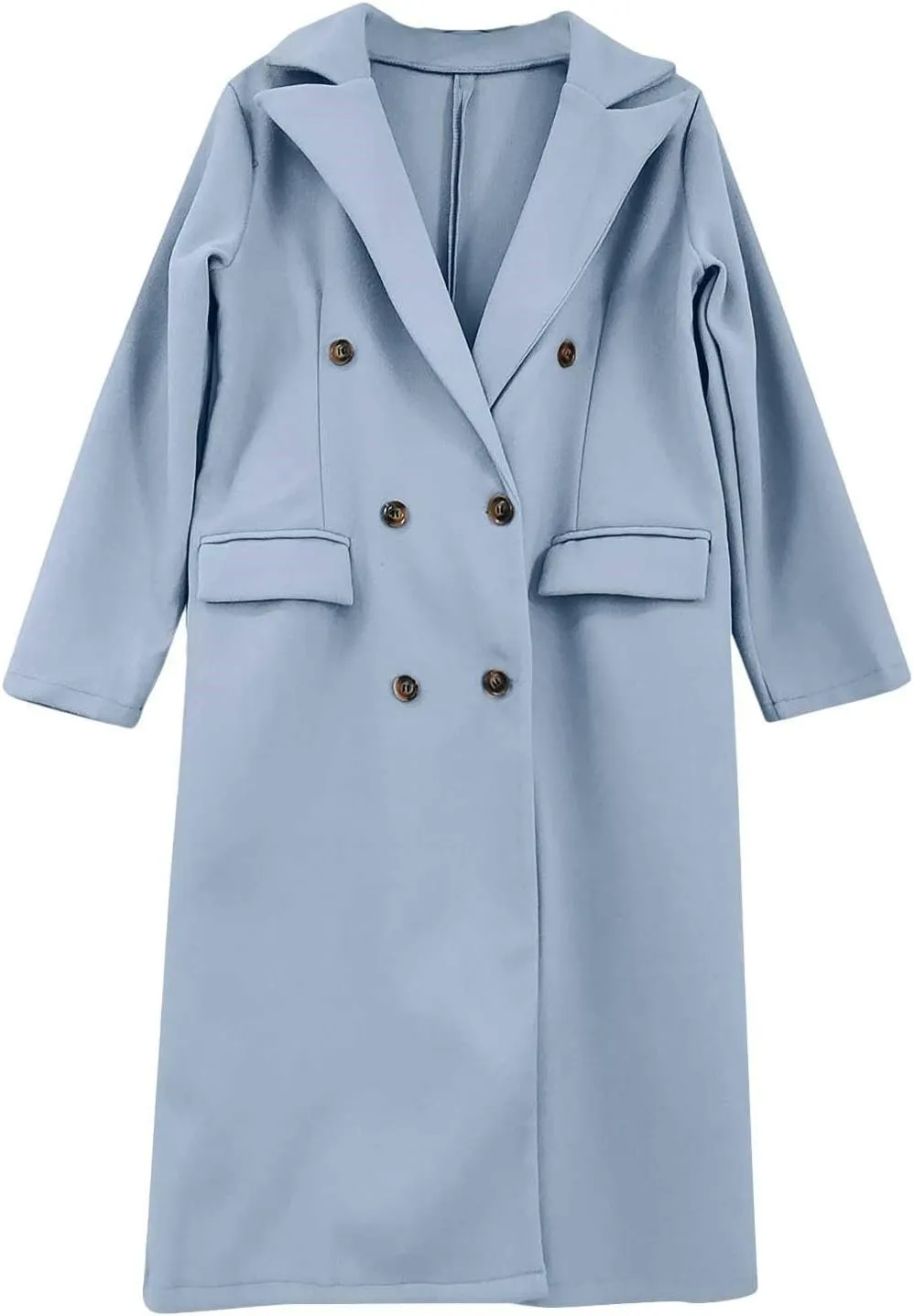 Women's Winter Trench Coats Classic Lapel Single Breasted Long Pea Coats Oversized Casual Formal Office Wool Overcoat
