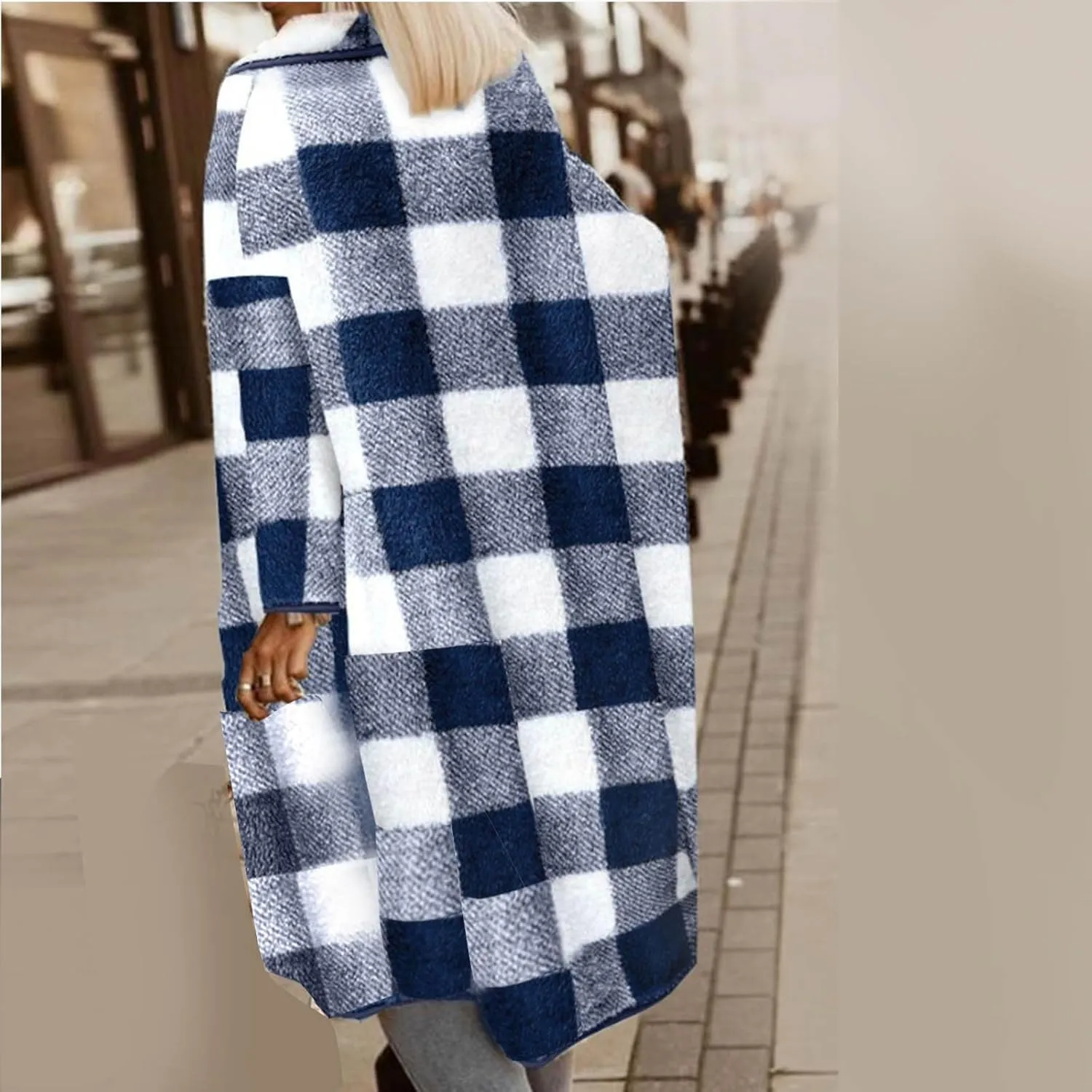 Women's Winter Wool Blend Peacoat Lapel Outerwear Trendy Jacket Casual Elegant Business Long Trench Coats with Belt