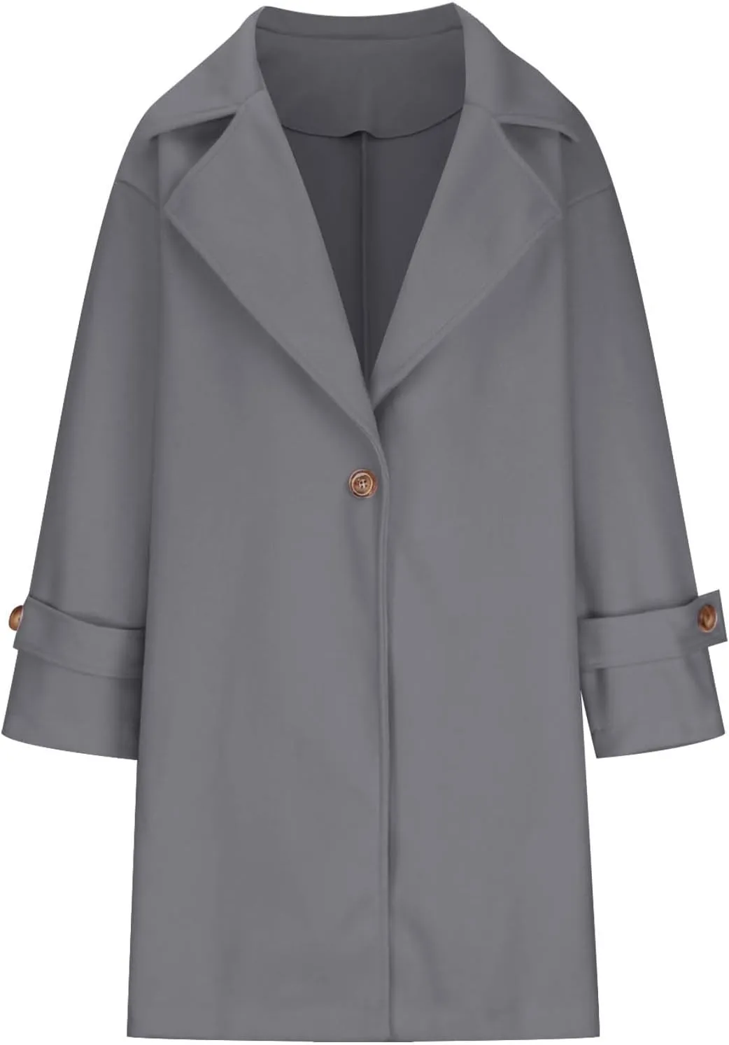 Women's Wool Blend Pea Coat Lapel Button Up Outerwear Trendy Jacket Business Overcoat Long Trench Coats with Pocket