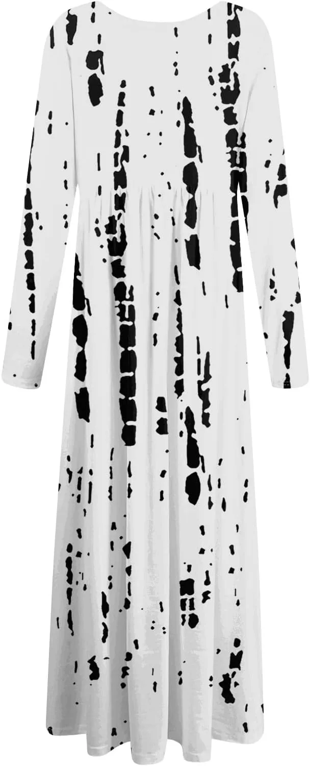 ZEFOTIM Long Sleeve Dress for Women Floral Dresses Summer Dresses for Women Long Dresses V Neck Dresses Spring Dresses