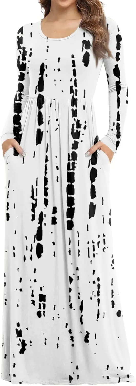 ZEFOTIM Long Sleeve Dress for Women Floral Dresses Summer Dresses for Women Long Dresses V Neck Dresses Spring Dresses